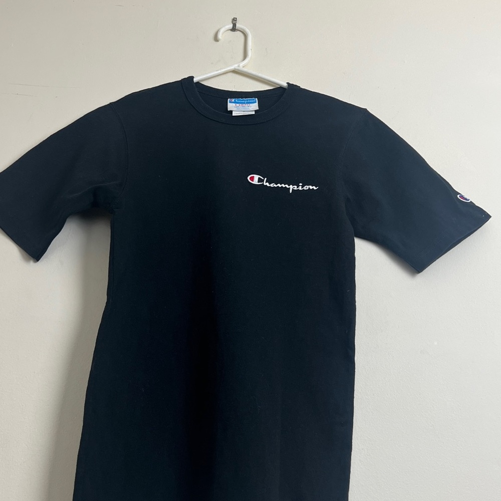 Champion Womens Black Embroidered Front Short Sleeve T-Shirt XS